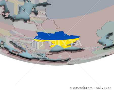 Ukraine With Flag On Globe Stock Illustration 36172732 PIXTA