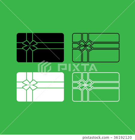 插图素材: gift card icon black and white color set