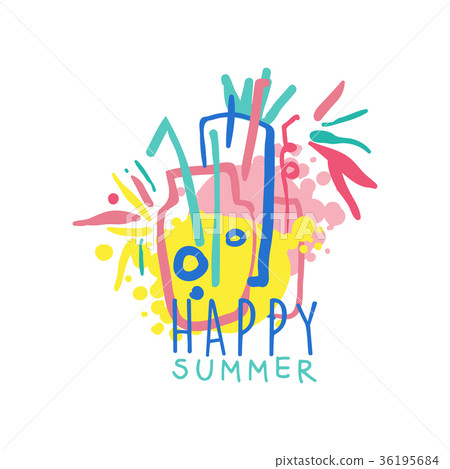 插图素材: happy summer logo template, label for summer