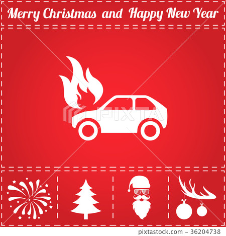 插图素材: car fire icon vector