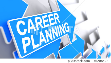 插图素材: career planning - text on the blue pointer. 3d.