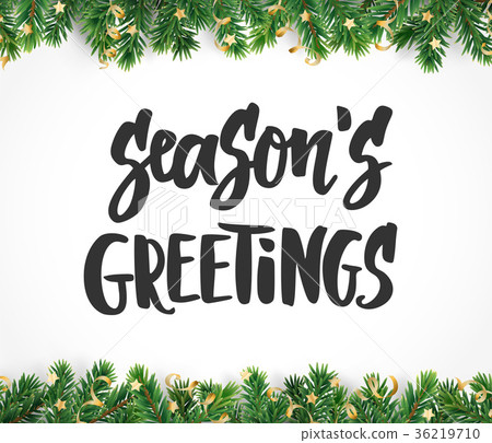 插图素材: season"s greetings text, hand drawn brush