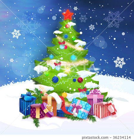 插图素材: merry christmas card holiday decoration pine tree