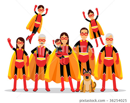 图库插图: family of superheroes, grandmother, grandfather