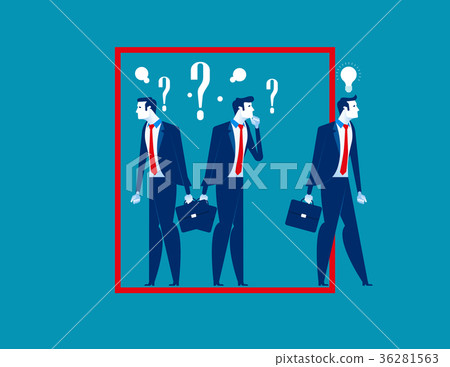 插图素材: think outside the box. business person ideas. 查看全部