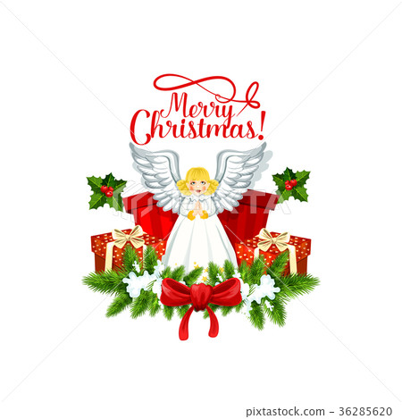 图库插图: merry christmas vector angel icon