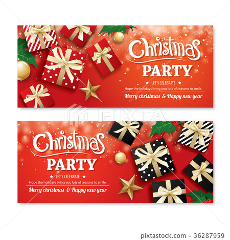 插图素材: invitation merry christmas party poster banner