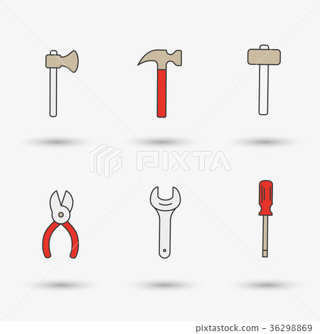 插图素材: work tools-hammer, screwdriver and wrench