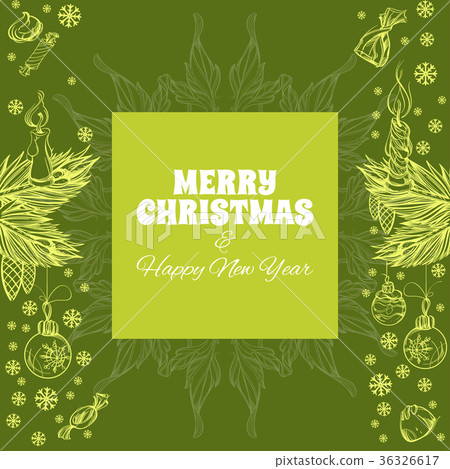 插图素材: merry christmas and happy new year greeting card.