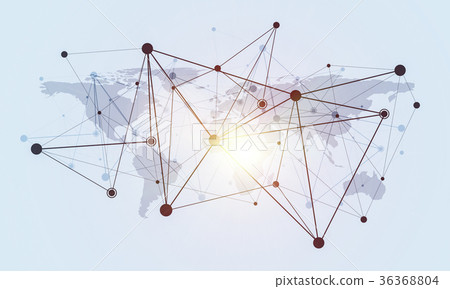 图库插图: lines and dots as networking idea drawn on white back