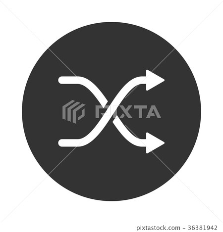 插图素材: intersection arrows icon in black circle - vector