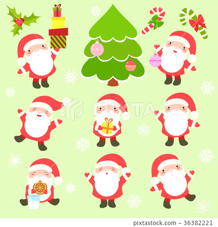 图库插图: collection of cute santa clauses