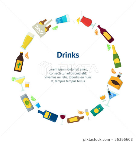 插图素材: cartoon alcoholic beverages banner card circle