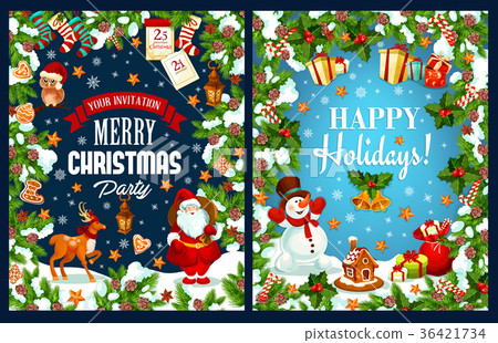 图库插图: merry christmas holidays vector greeting card