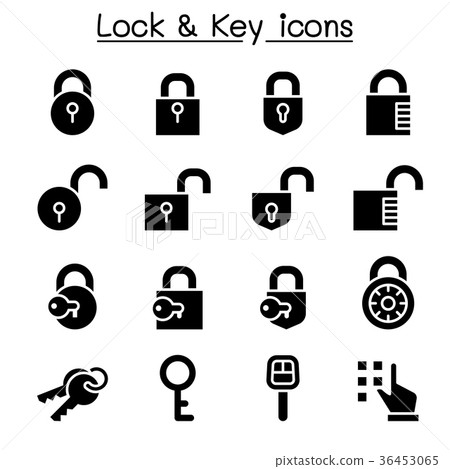 插图素材: security, lock & key icon set