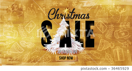 图库插图: christmas sale golden banner