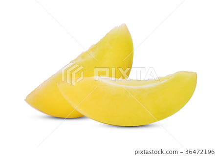 图库照片: two sliced pepino melon fruit isolated on white