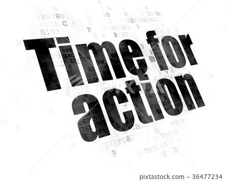 图库插图: time concept: time for action on digital