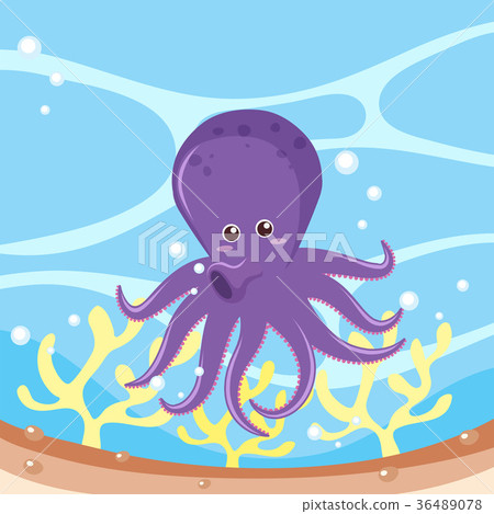 插图素材: purple octopus in the ocean