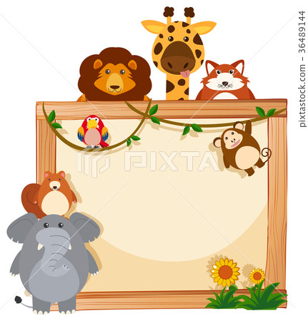 插图素材: border template with cute animals