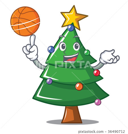 图库插图: with basketball christmas tree character cartoon