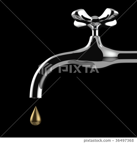 图库插图 chrome water tap with gold drop