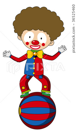 图库插图: happy clown balancing on big ball