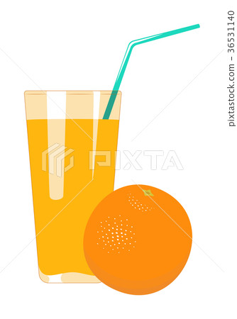 插图素材: orange juice in glass icon logo.