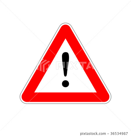 图库插图: attention, bright red warning sign on white