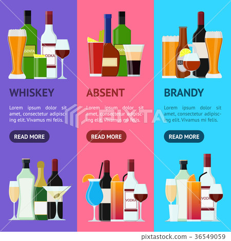 插图素材: cartoon alcoholic beverages drink banner vecrtical