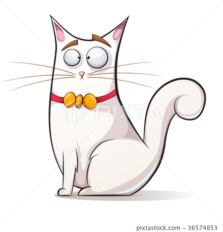 插图素材: cute, funny cat with bow.