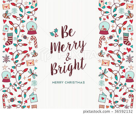 插图素材: merry christmas hand drawn pattern greeting card