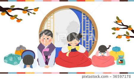 插图素材: in chuseok, spending time with your family.