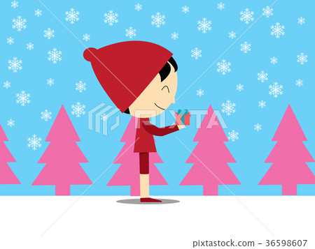 boy holding gift box-图库插图 [36598607] - pixta