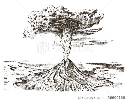 插图素材: volcano activity with magma, smoke before the 查看全部