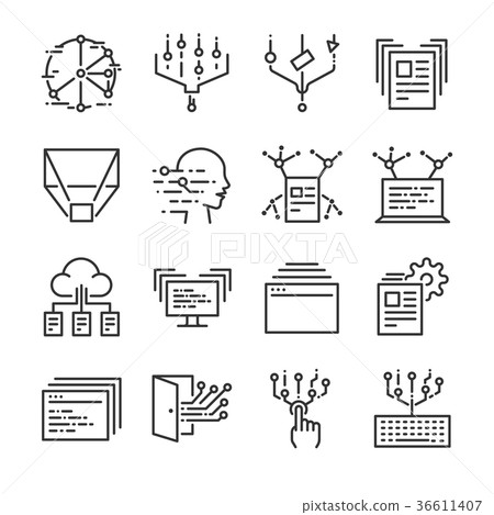 插图素材: big data icon set.