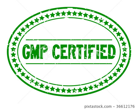 图库插图: grunge green gmp certified oval rubber seal stamp