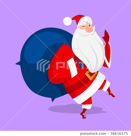 插图素材: santa claus with a sack on his back tiptoeing 查看全部