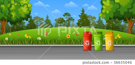 图库插图: recycling trash bins on the street