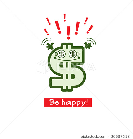 插图素材: dollar sign with face. smiley on money topic. 查看全部