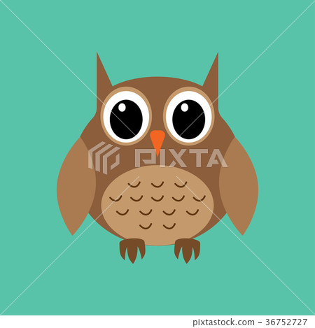 插图素材: cute brown cartoon owl on the dark background