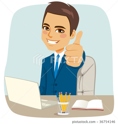 插图素材: happy businessman at office