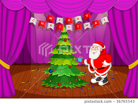 插图素材: santa claus merry christmas happy newyear on stage