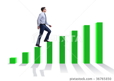 图库照片: businessman going up the bar chart in growth