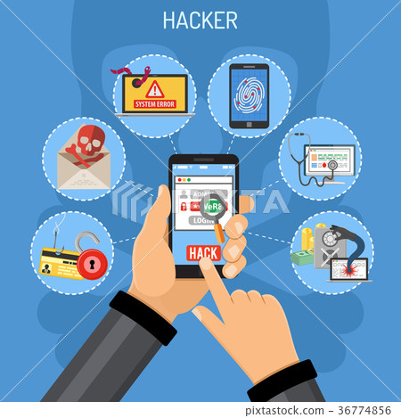 图库插图: cyber crime concept with hacker