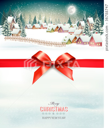 插图素材: holiday christmas background with a winter village