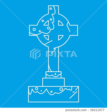 插图素材: celtic cross gravestone icon, outline style