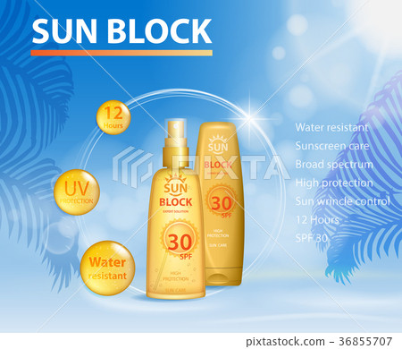 插图素材: sunblock uv protection ads template, sun care