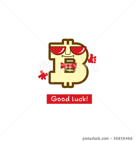 插图素材 bitcoin icon with smile concept of good luck.