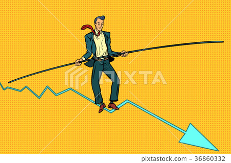 插图素材: businessman tightrope walker